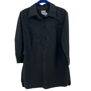 Chico's Pullover 1/2 Button Black Top Shirt Women Size 1 Medium